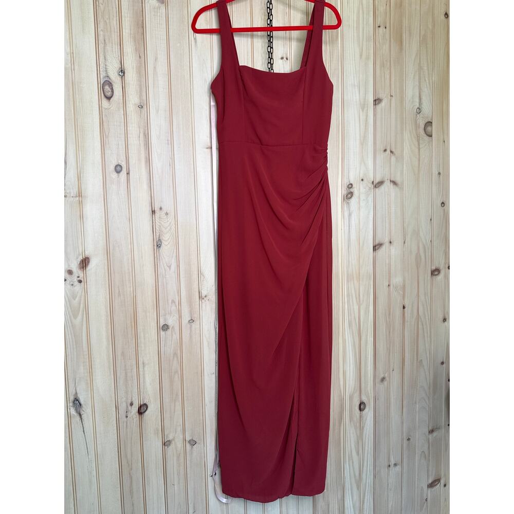 NWT Lulus Glamorous Disposition Rust Ruched Maxi Dress Holiday Party Size M - Picture 2 of 8